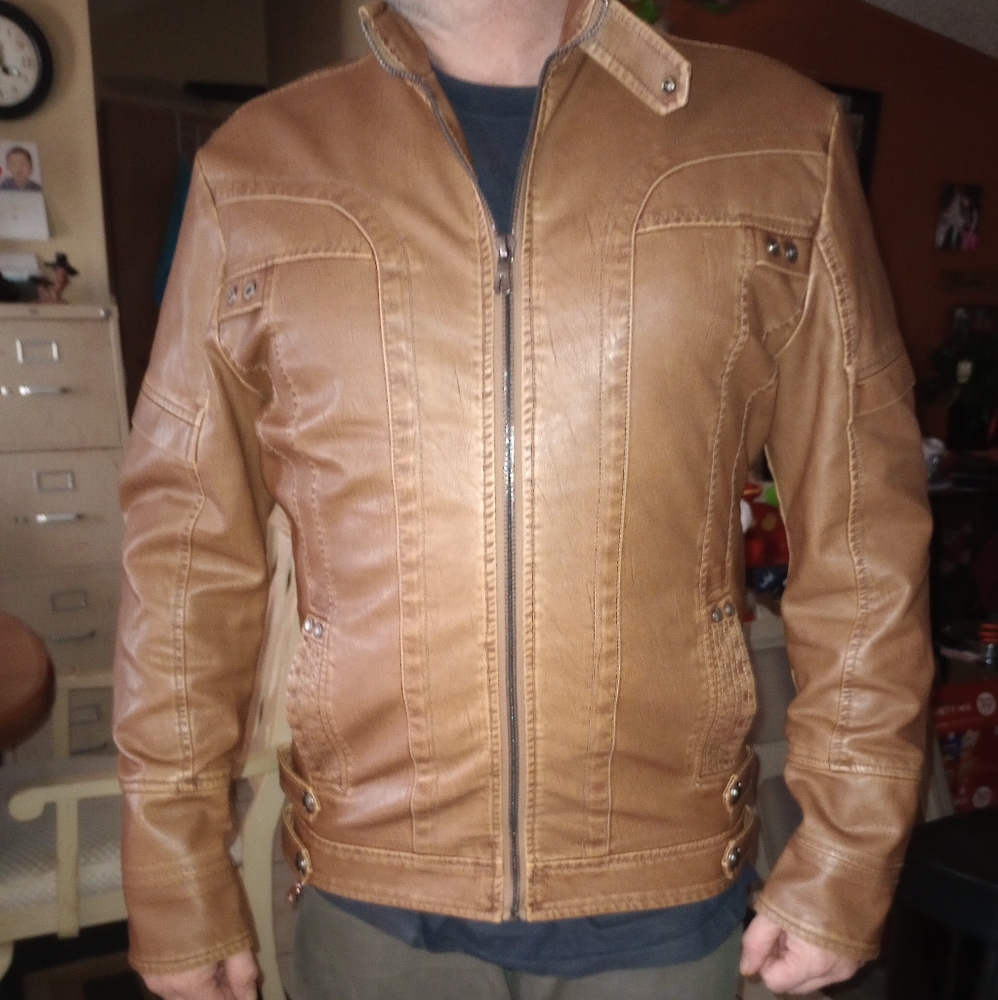 Soft leather motorcycle jacket brown
